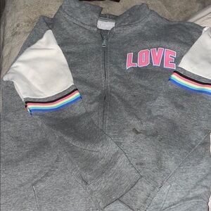 Place Gray Hoodie with Rainbow Accents